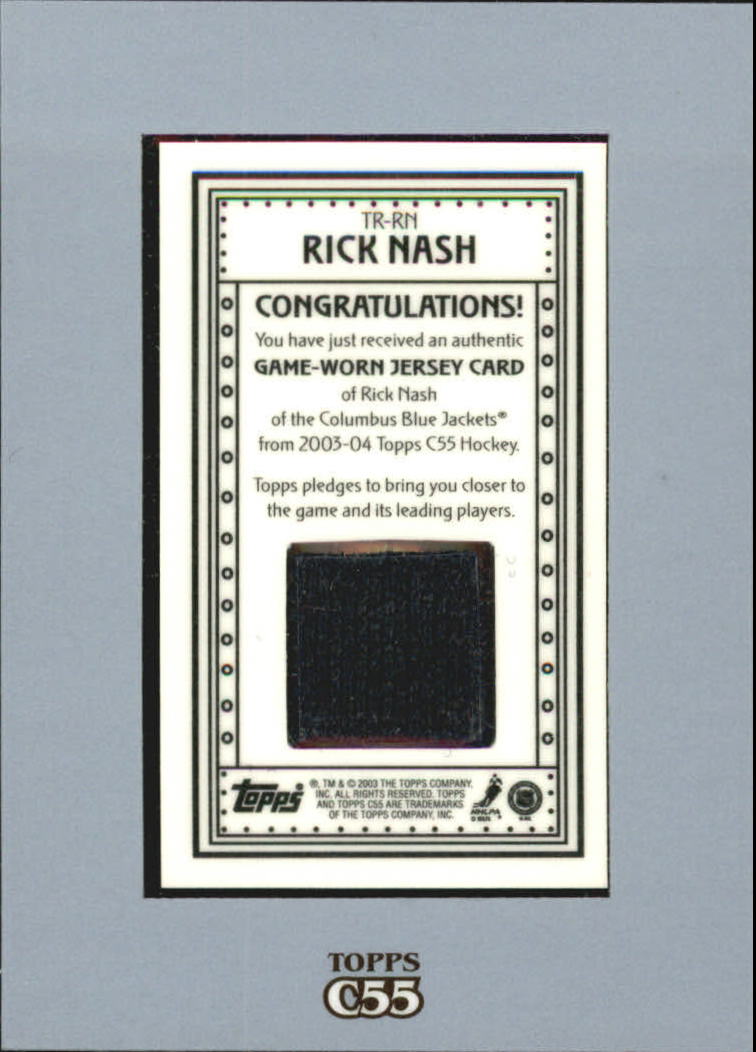 2003-04 Topps C55 Relics #TRRN Rick Nash E back image