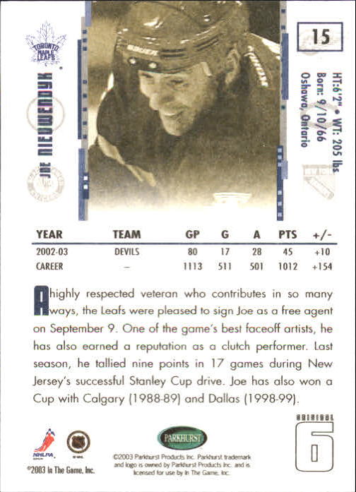 B0288- 2003-04 Parkhurst Original Six Toronto Cards -You Pick- 15+ FREE US SHIP