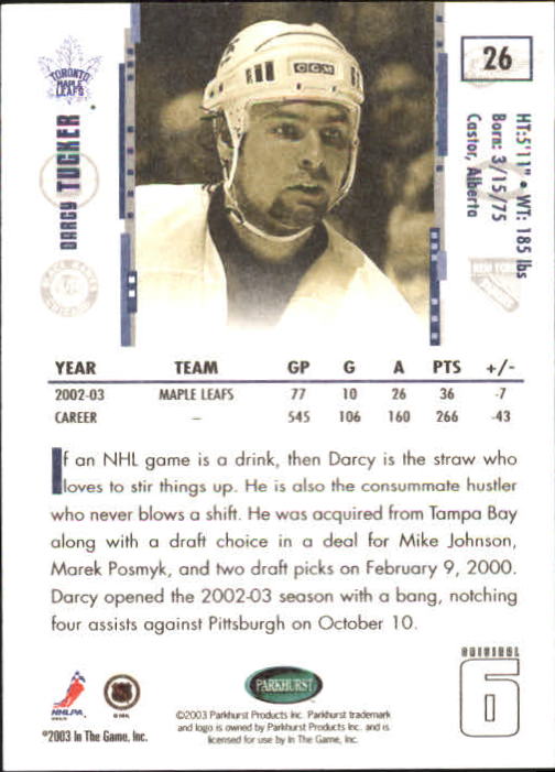 B0288- 2003-04 Parkhurst Original Six Toronto Cards -You Pick- 15+ FREE US SHIP