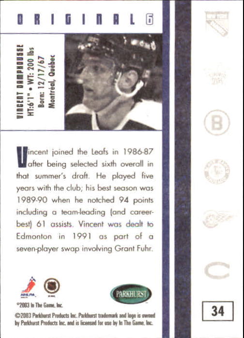 B0288- 2003-04 Parkhurst Original Six Toronto Cards -You Pick- 15+ FREE US SHIP