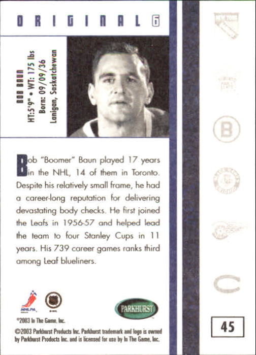 B0288- 2003-04 Parkhurst Original Six Toronto Cards -You Pick- 15+ FREE US SHIP