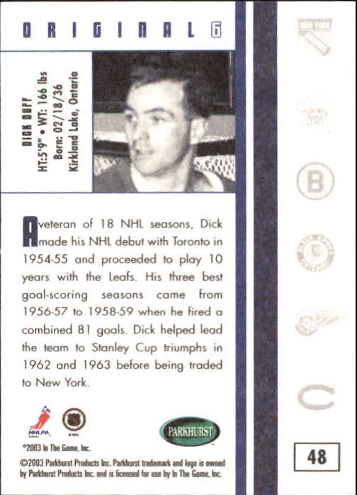 B0288- 2003-04 Parkhurst Original Six Toronto Cards -You Pick- 15+ FREE US SHIP