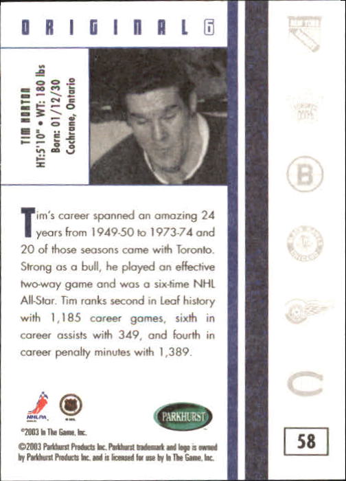 B0288- 2003-04 Parkhurst Original Six Toronto Cards -You Pick- 15+ FREE US SHIP