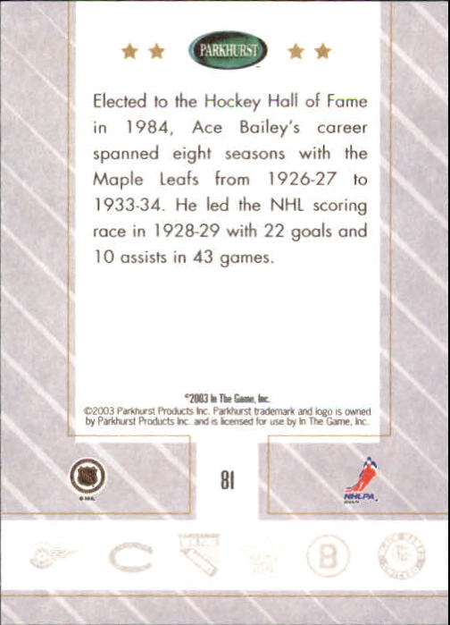 B0288- 2003-04 Parkhurst Original Six Toronto Cards -You Pick- 15+ FREE US SHIP