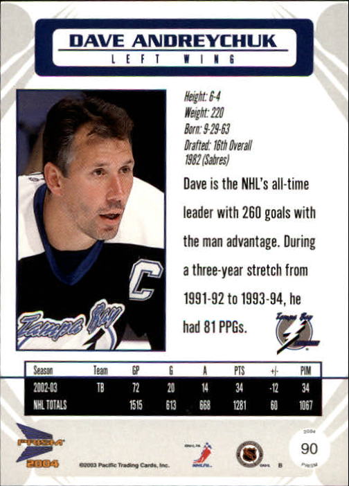 2003-04 Pacific Prism #90 Dave Andreychuk back image