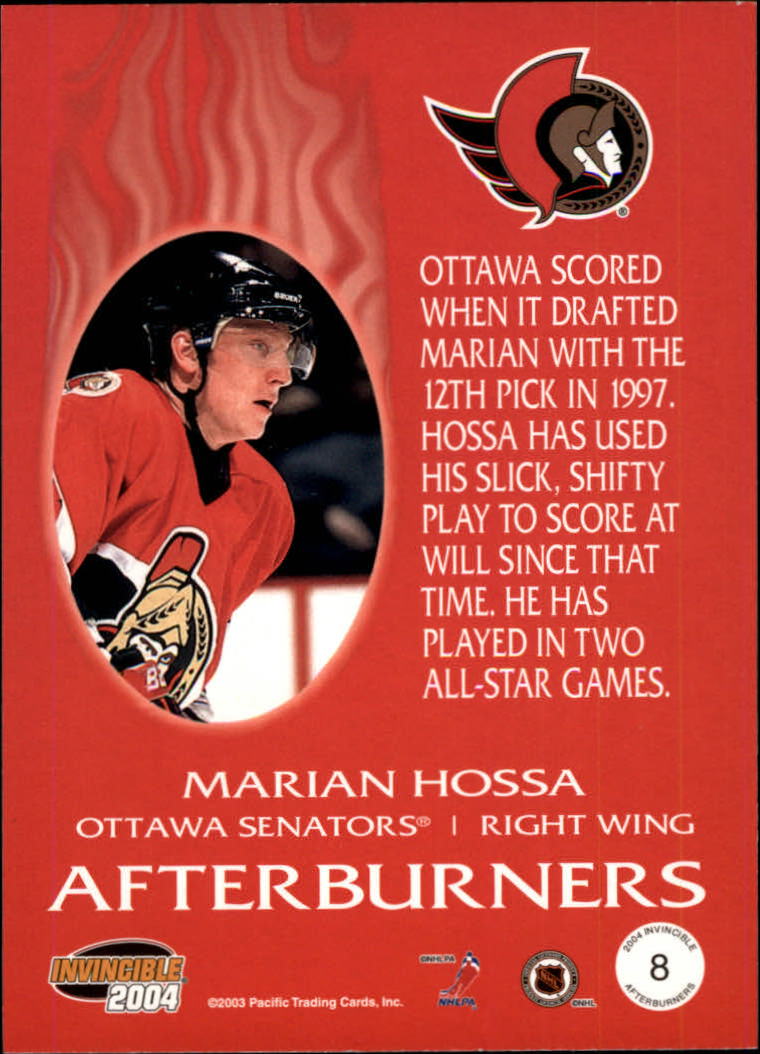 2003-04 Pacific Invincible Afterburners #8 Marian Hossa back image