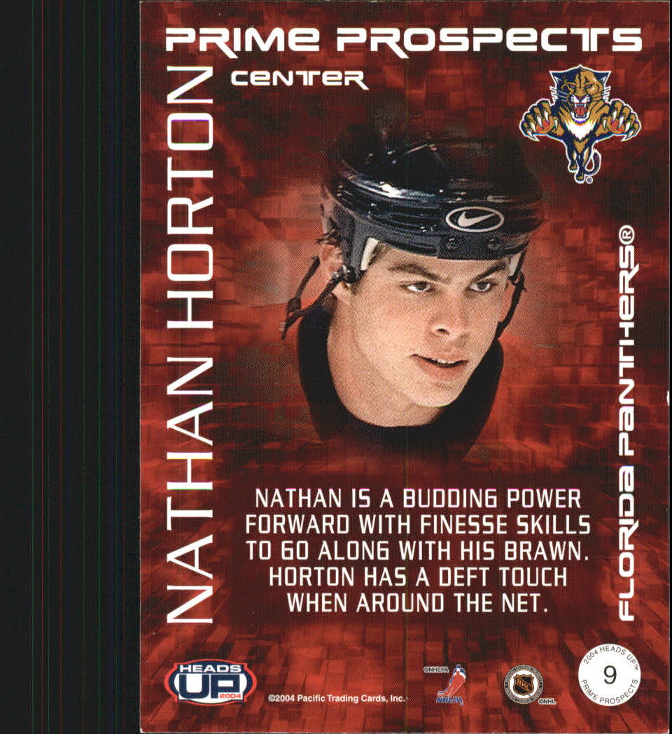 2003-04 Pacific Heads Up Prime Prospects #9 Nathan Horton back image