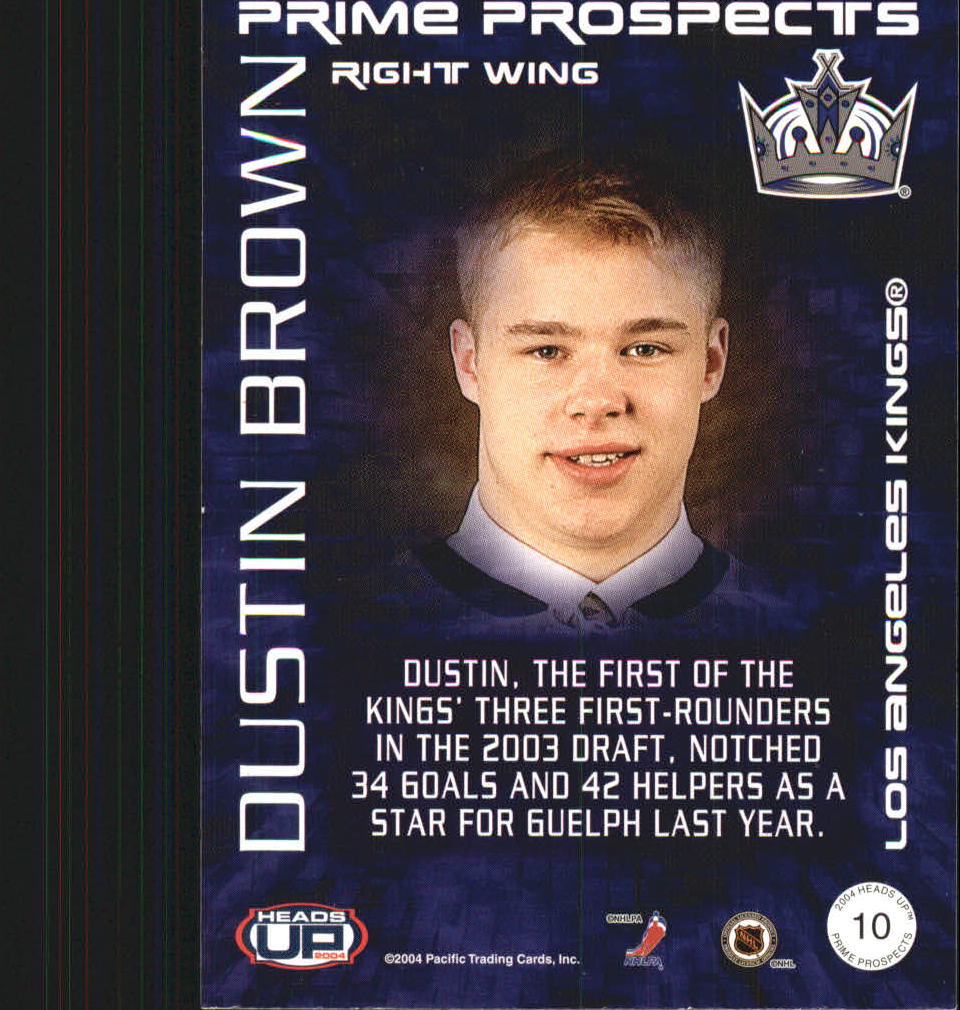 2003-04 Pacific Heads Up Prime Prospects #10 Dustin Brown back image