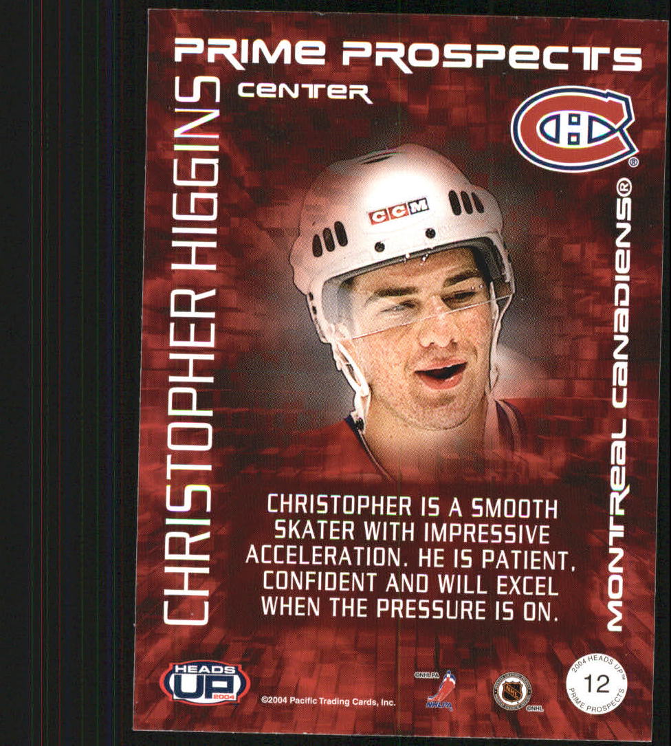 2003-04 Pacific Heads Up Prime Prospects #12 Christopher Higgins back image
