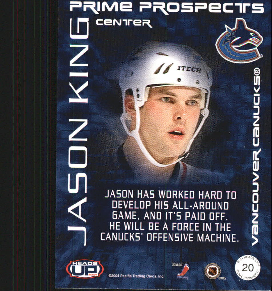 2003-04 Pacific Heads Up Prime Prospects #20 Jason King back image