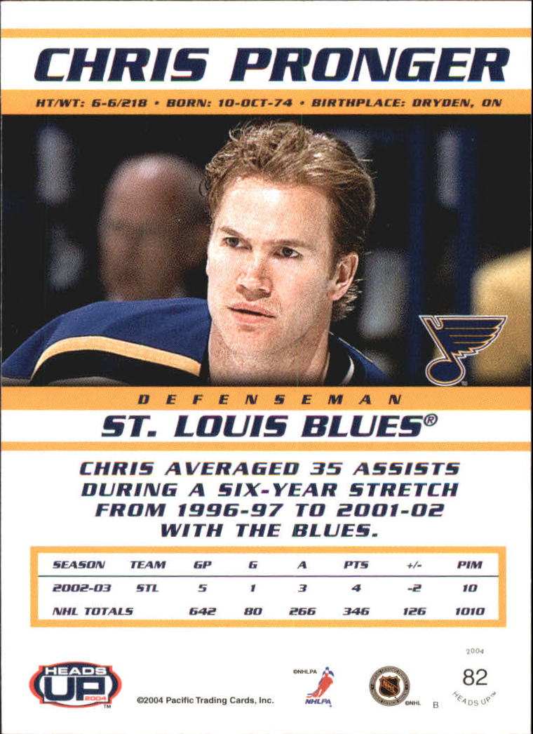 2003-04 Pacific Heads Up #82 Chris Pronger back image