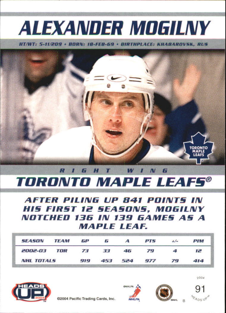 2003-04 Pacific Heads Up #91 Alexander Mogilny back image