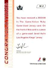 2003-04 ITG Action Jerseys #M3 Jared Aulin back image
