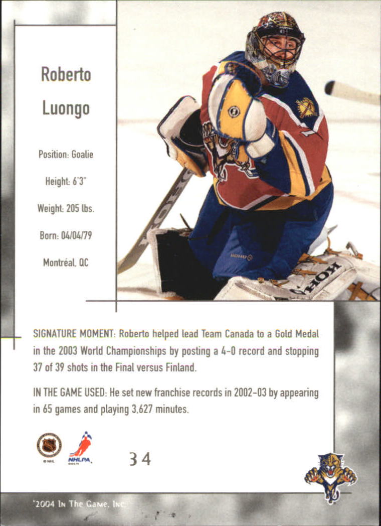 2003-04 ITG Used Signature Series #34 Roberto Luongo back image