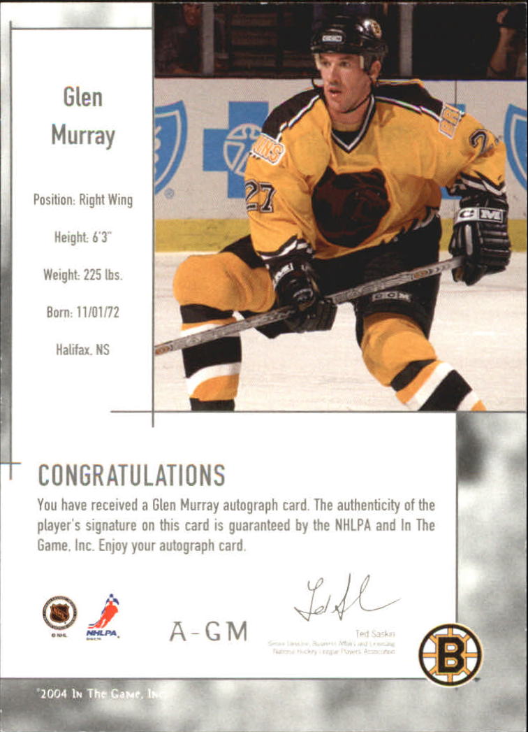 2003-04 ITG Used Signature Series Autographs #GM Glen Murray back image
