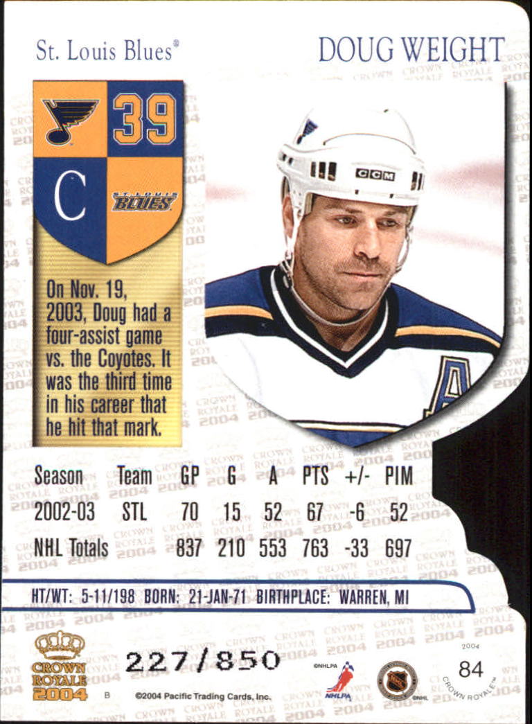 2003-04 Crown Royale Blue #84 Doug Weight back image