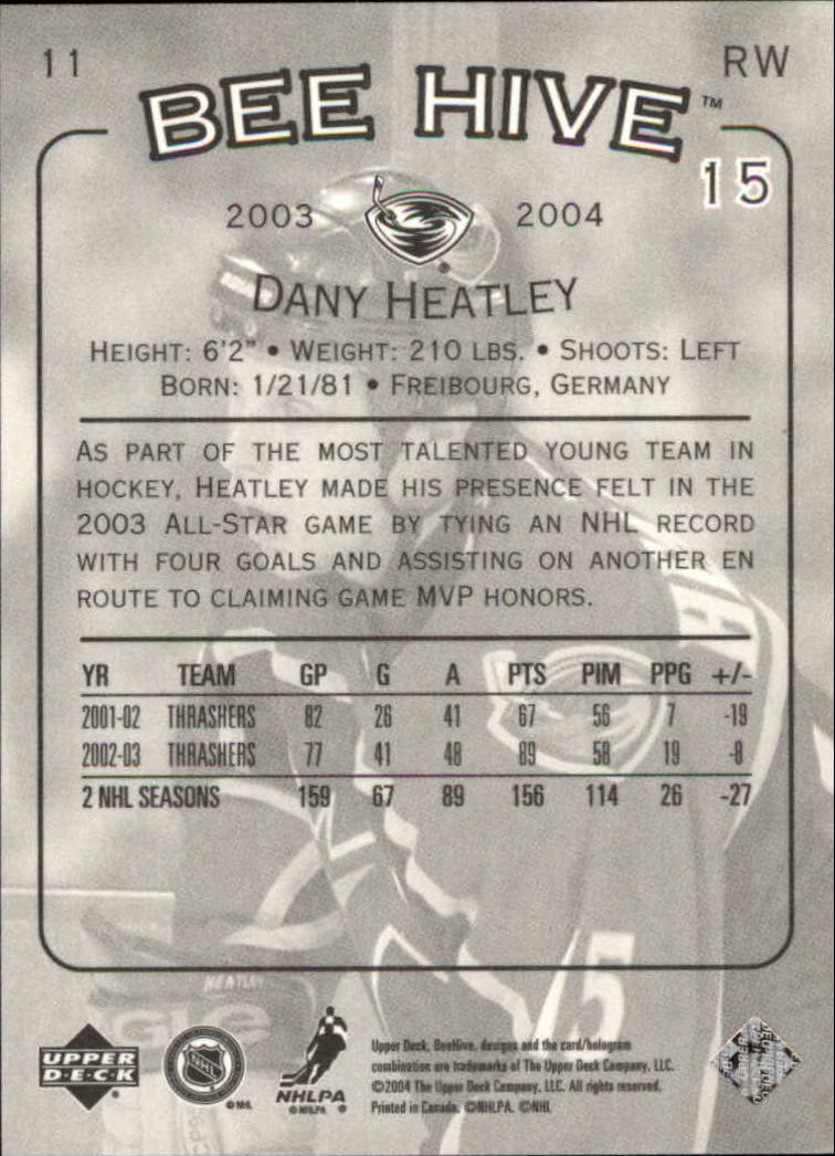 2003-04 Beehive #11 Dany Heatley back image