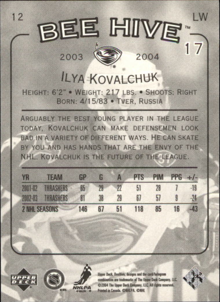 2003-04 Beehive #12 Ilya Kovalchuk back image