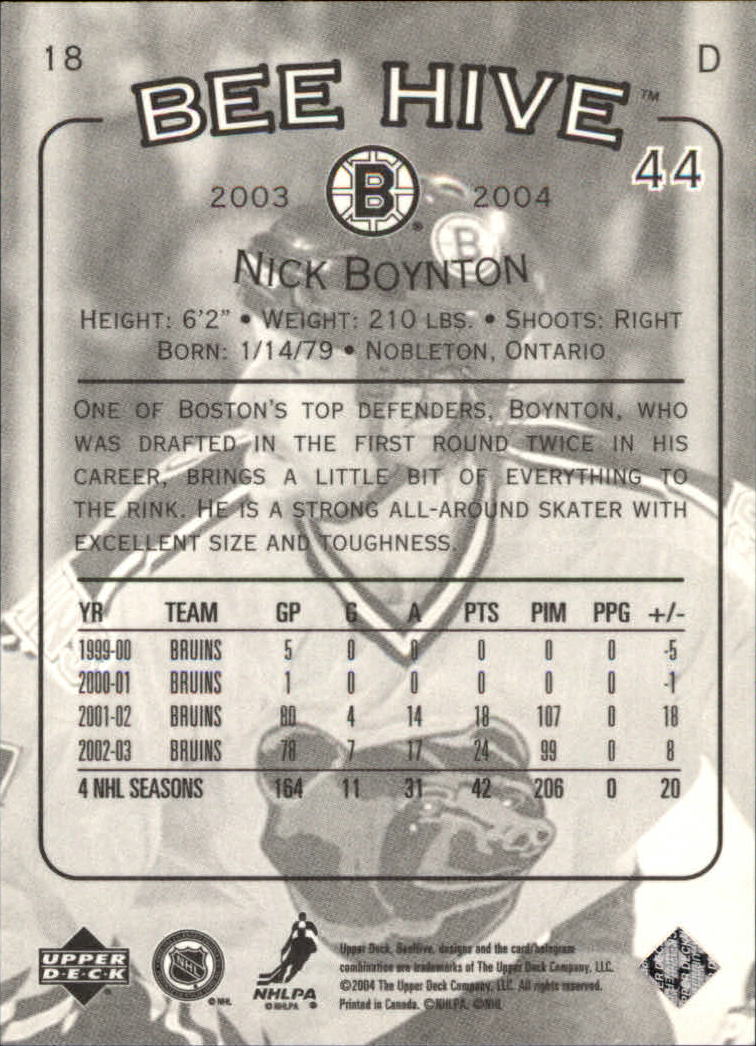 2003-04 Beehive #18 Nick Boynton back image