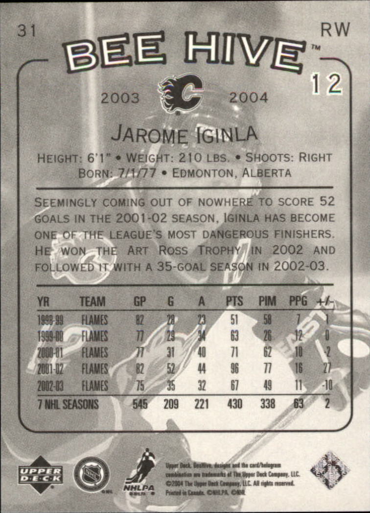 2003-04 Beehive #31 Jarome Iginla back image