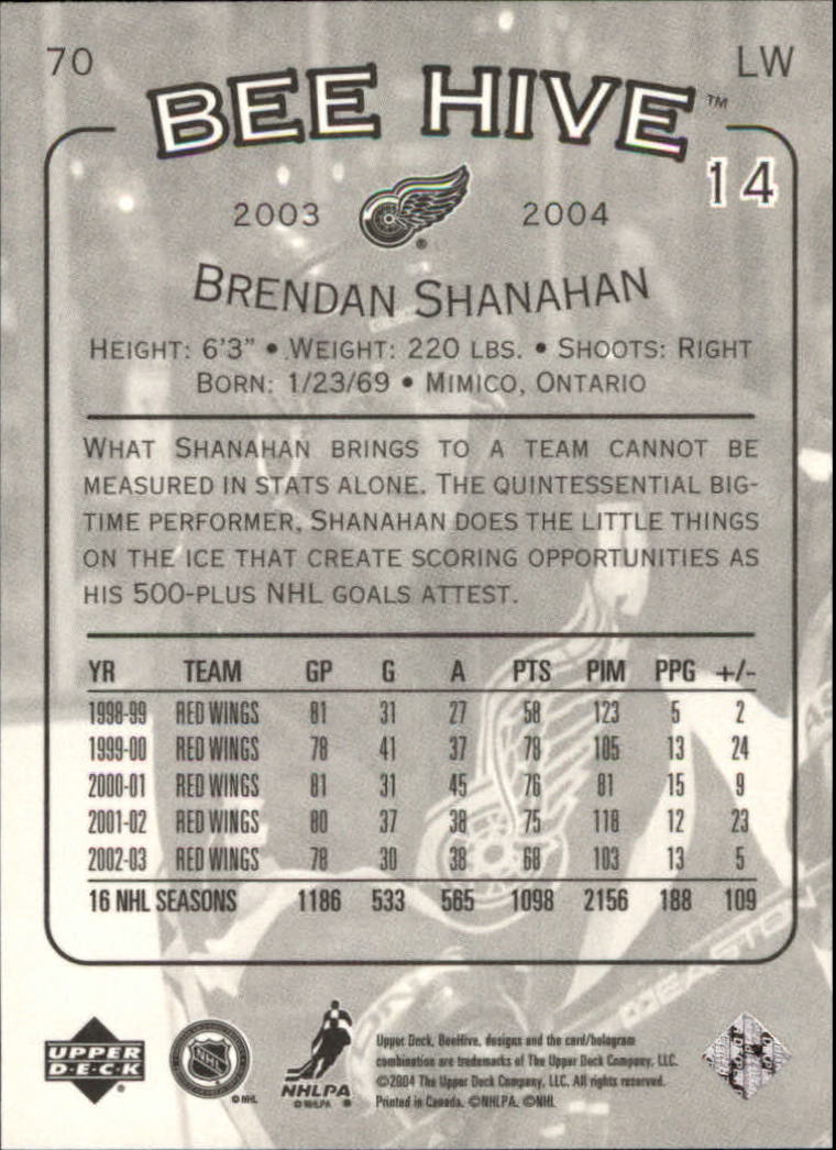 2003-04 Beehive #70 Brendan Shanahan back image
