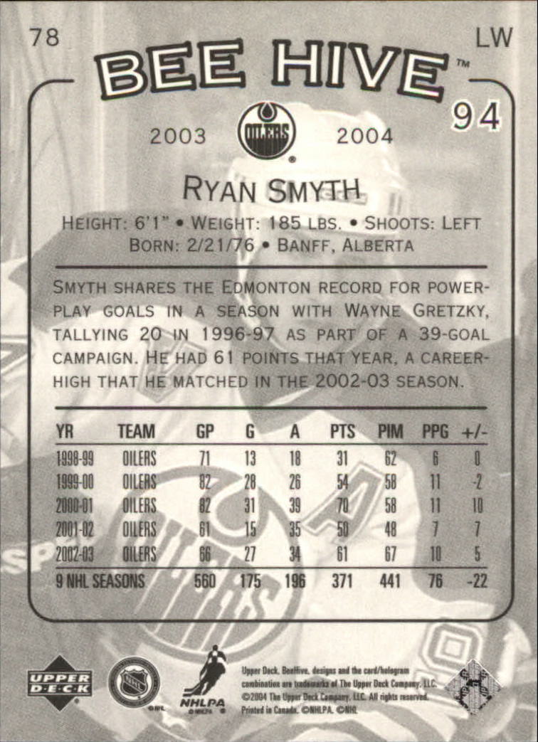 2003-04 Beehive #78 Ryan Smyth back image