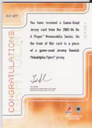 2003-04 BAP Memorabilia Jerseys #GJ27 Jeremy Roenick back image