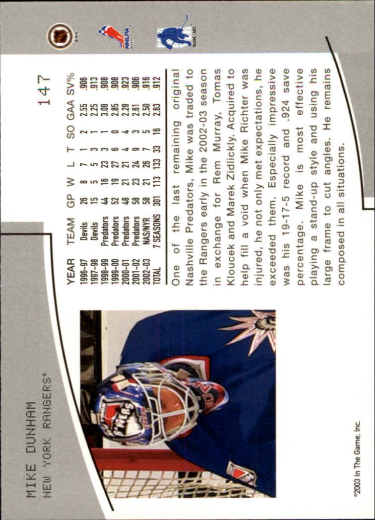 2003-04 BAP Memorabilia #147 Mike Dunham back image