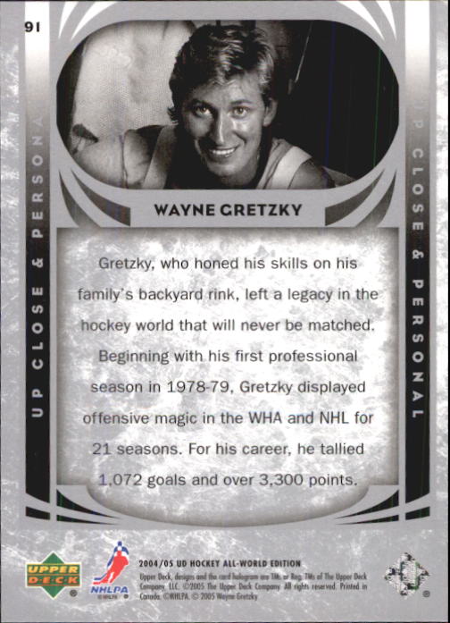 2004-05 UD All-World #91 Wayne Gretzky UCP back image