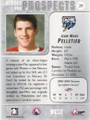 2004-05 ITG Heroes and Prospects #29 Jean-Marc Pelletier back image