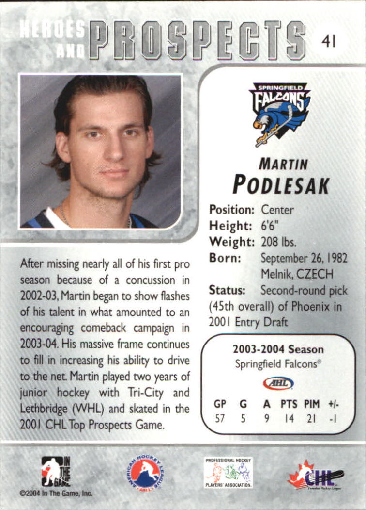 2004-05 ITG Heroes and Prospects #41 Martin Podlesak back image