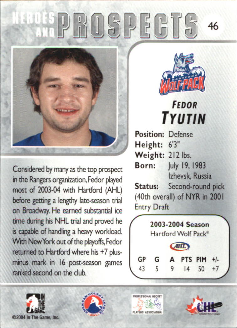 2004-05 ITG Heroes and Prospects #46 Fedor Tyutin back image