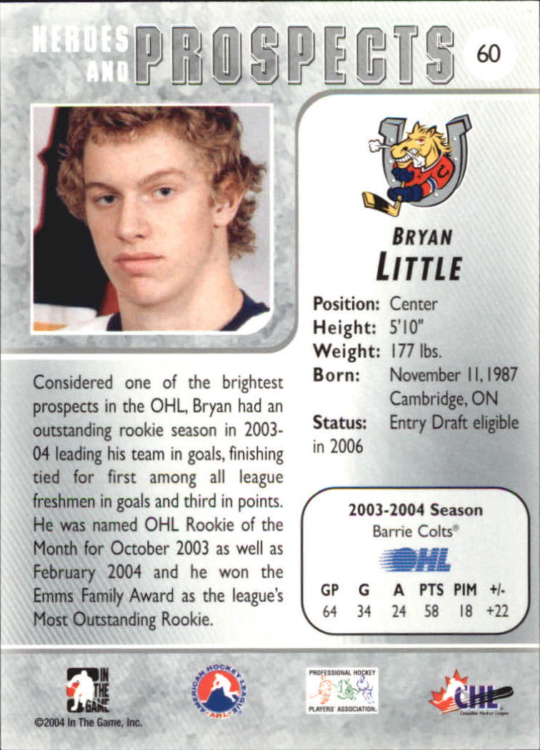 2004-05 ITG Heroes and Prospects #60 Bryan Little back image