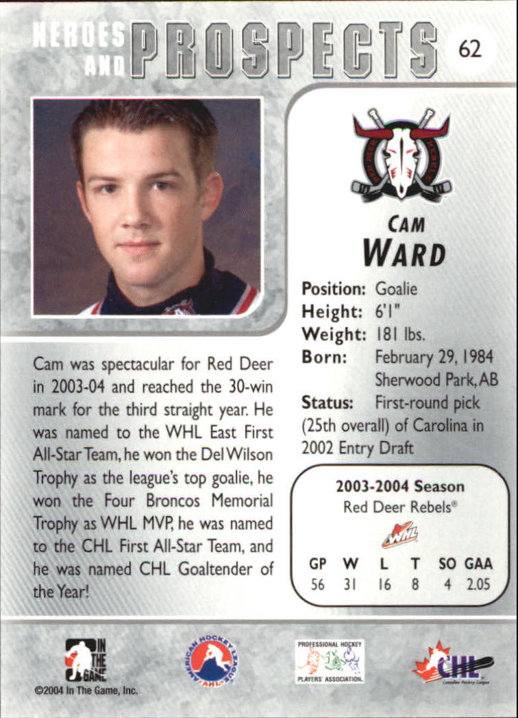 2004-05 ITG Heroes and Prospects #62 Cam Ward back image