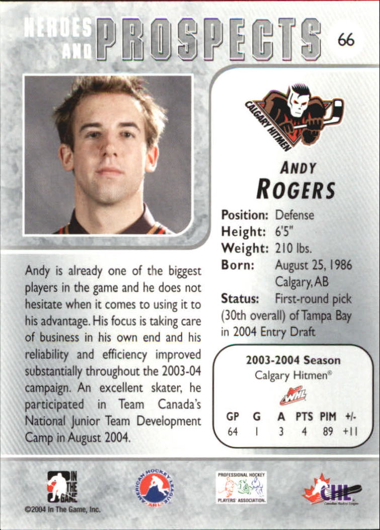 2004-05 ITG Heroes and Prospects #66 Andy Rogers back image