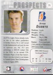 2004-05 ITG Heroes and Prospects #71 Devan Dubnyk back image