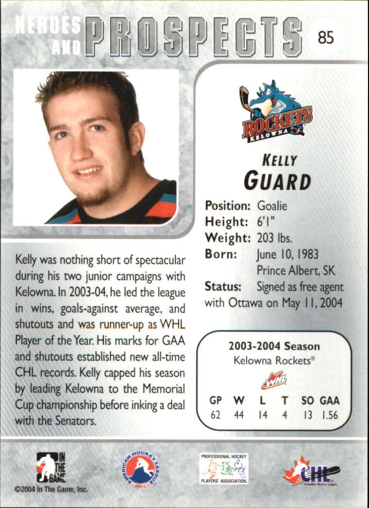 2004-05 ITG Heroes and Prospects #85 Kelly Guard back image