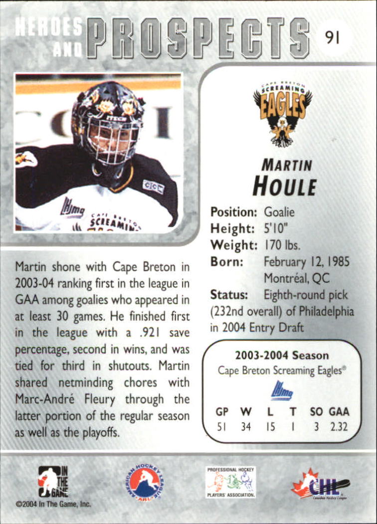 2004-05 ITG Heroes and Prospects #91 Martin Houle back image