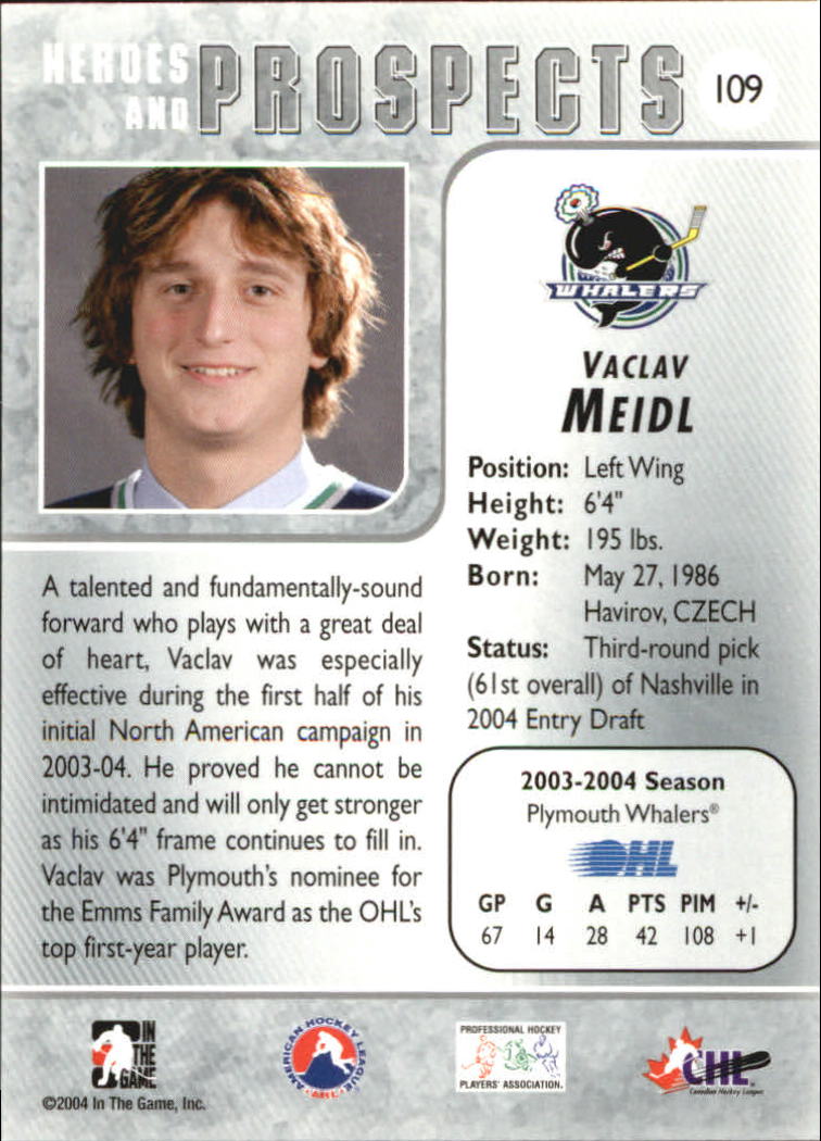 2004-05 ITG Heroes and Prospects #109 Vaclav Meidl back image