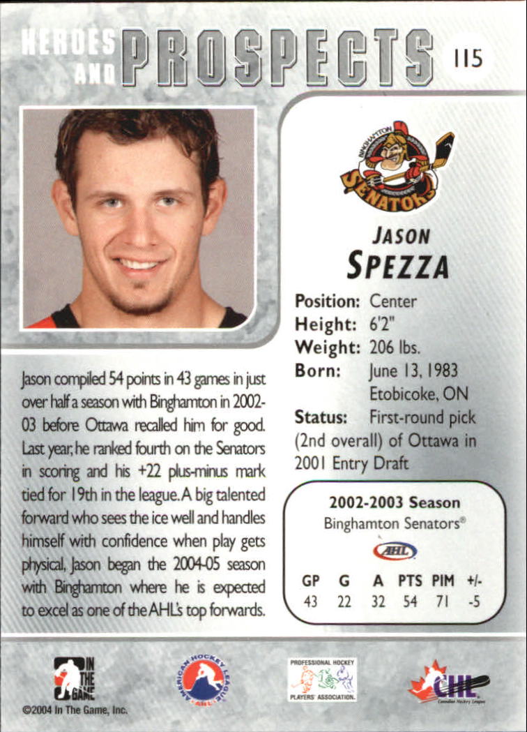2004-05 ITG Heroes and Prospects #115 Jason Spezza back image