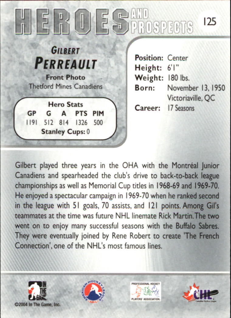 2004-05 ITG Heroes and Prospects #125 Gilbert Perreault back image