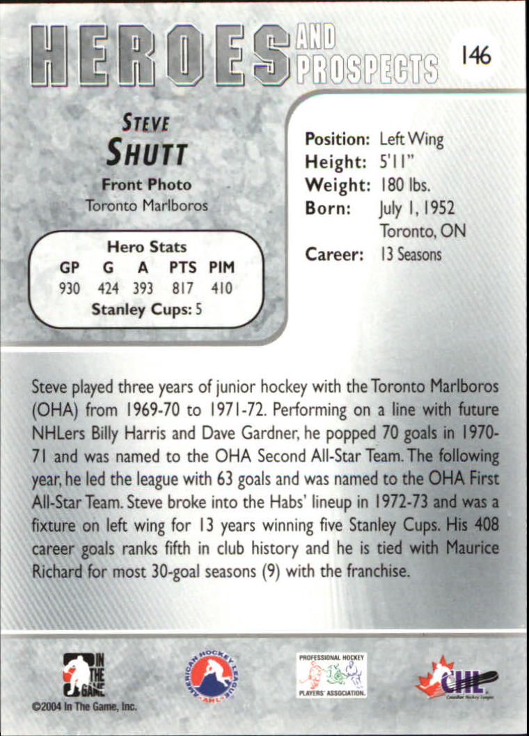 2004-05 ITG Heroes and Prospects #146 Steve Shutt back image