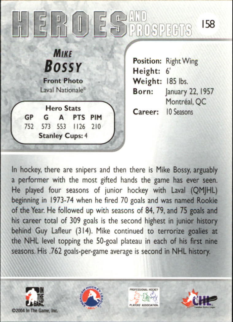 2004-05 ITG Heroes and Prospects #158 Mike Bossy back image