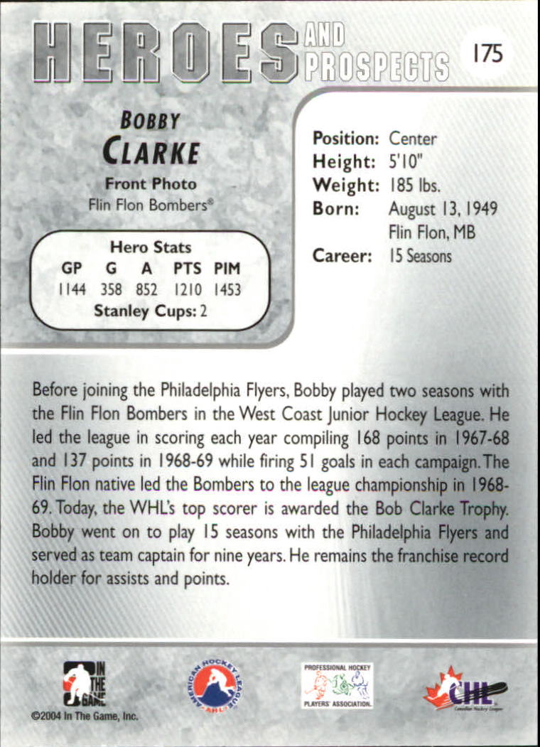 2004-05 ITG Heroes and Prospects #175 Bobby Clarke back image