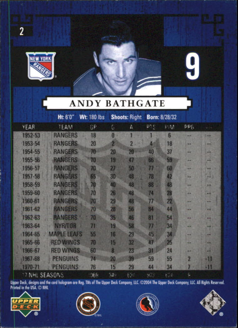 2004-05 UD Legends Classics #2 Andy Bathgate back image