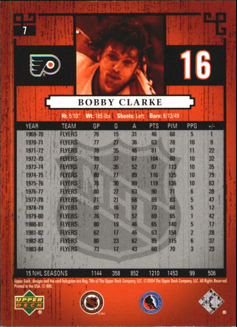 2004-05 UD Legends Classics #7 Bobby Clarke back image