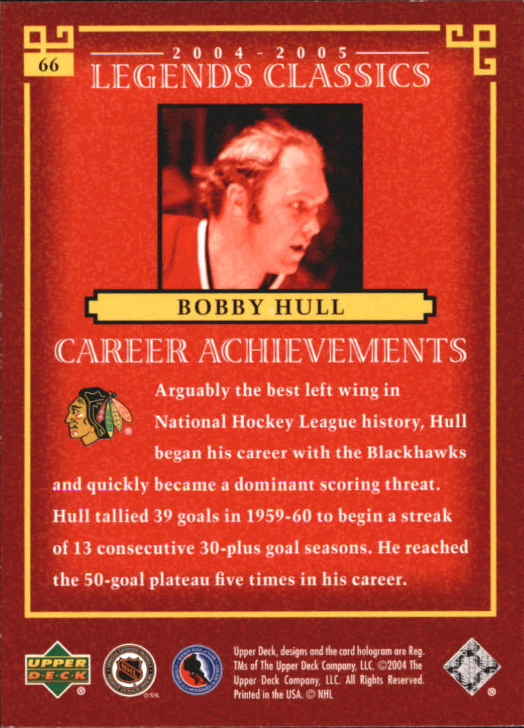 2004-05 UD Legends Classics #66 Bobby Hull back image