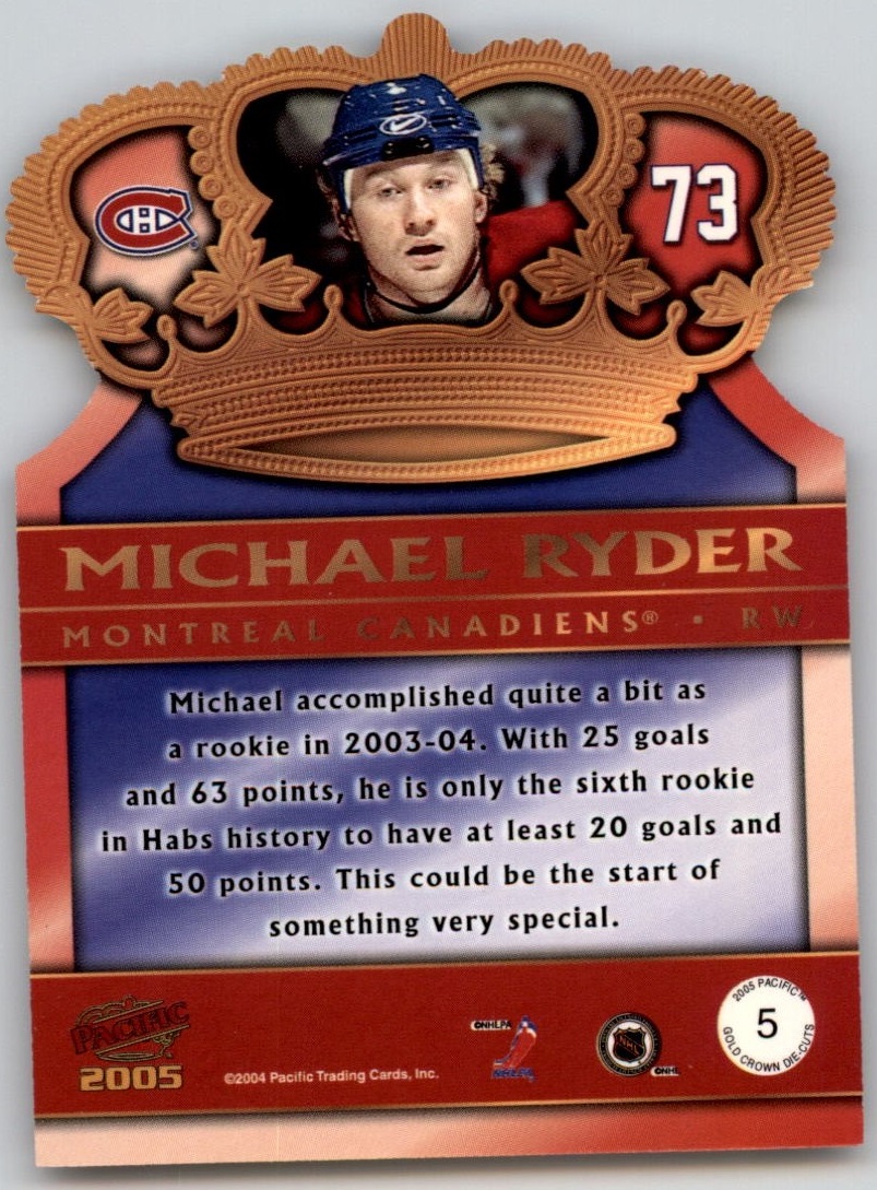 2004-05 Pacific Gold Crown Die-Cuts #5 Michael Ryder back image
