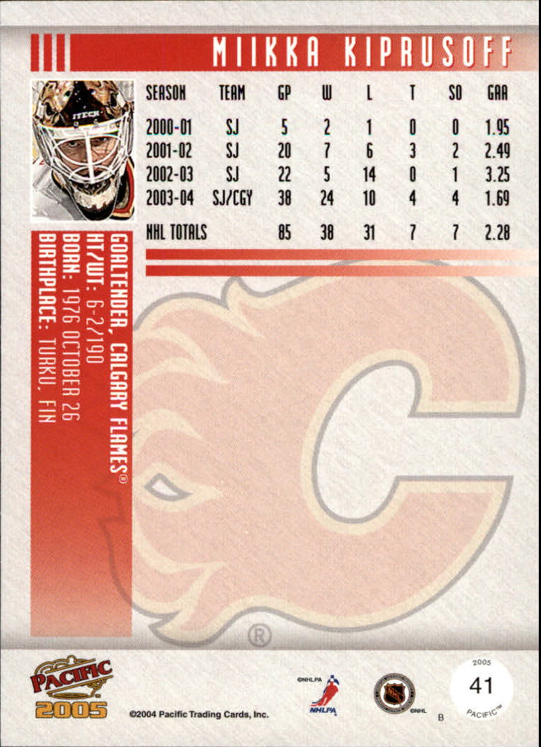 2004-05 Pacific #41 Miikka Kiprusoff back image