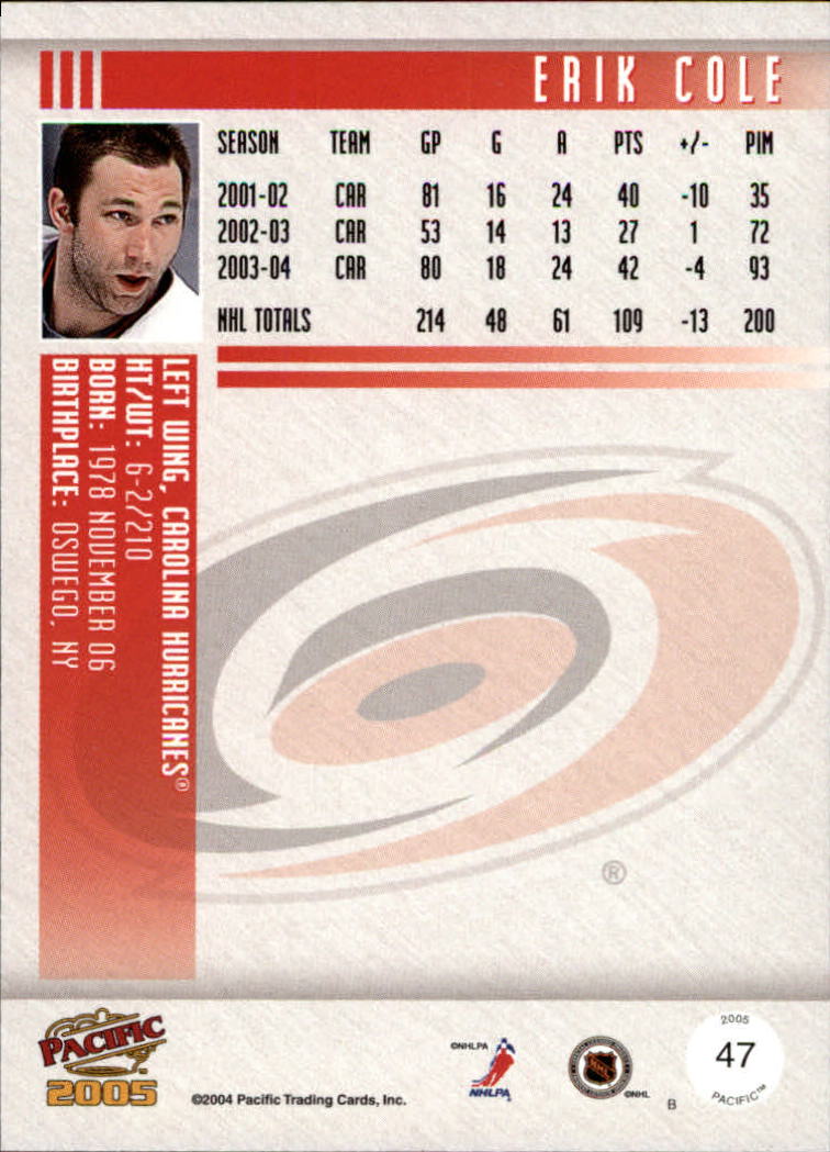 2004-05 Pacific #47 Erik Cole back image